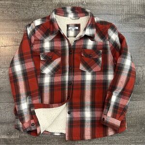 Plaid Sherpa-Lined Utility Jacket